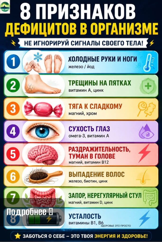 8 признаков, которые могут указывать на дефициты в организме